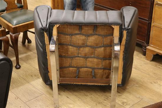 A pair of 1970s French armchairs with chrome underframes